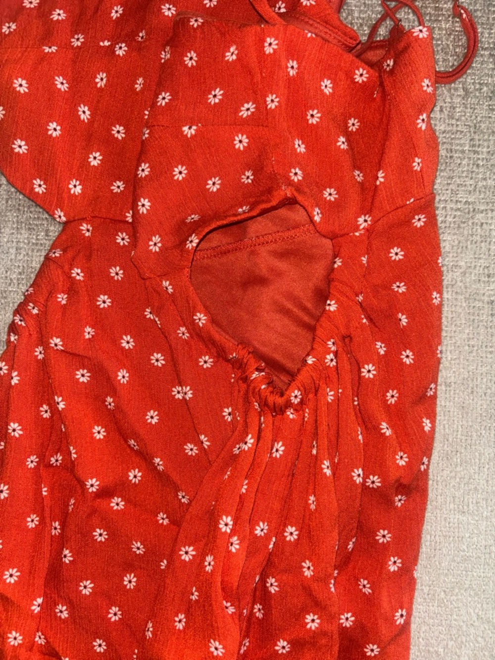 Alter’d State Red Floral Mini Dress Size M Cutout Back Zipper Summer - Picture 3 of 5